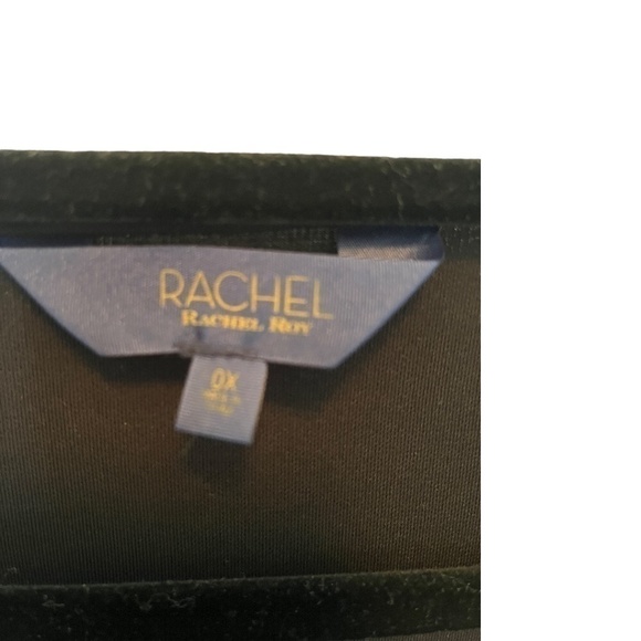 Rachel Roy Plus Size Black Faux Wrap Long Sleeve Stretch Knit Top Size 0X - Picture 2 of 3